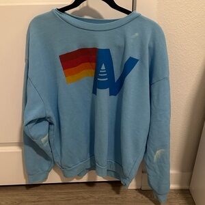 Light Blue Aviator Nation Crewneck bleach stained